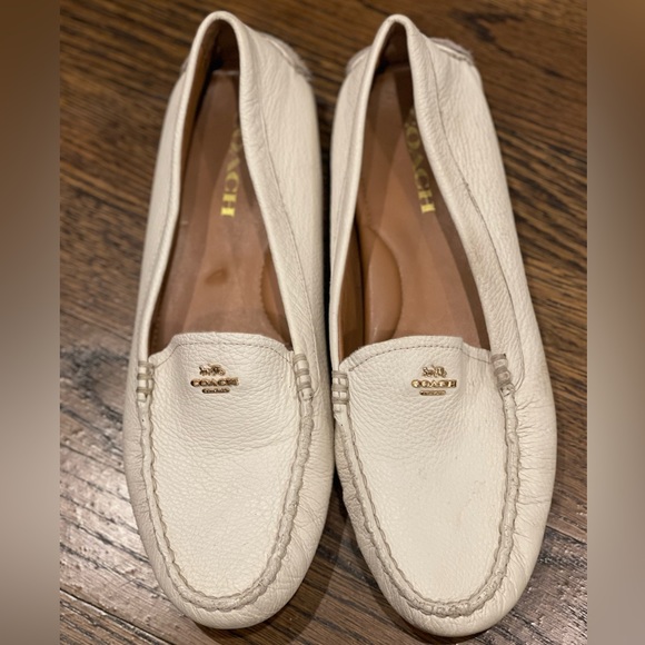 Coach Shoes - NWOT Coach White Pebbled Leather Loafers / Boat Shoes - Size 9